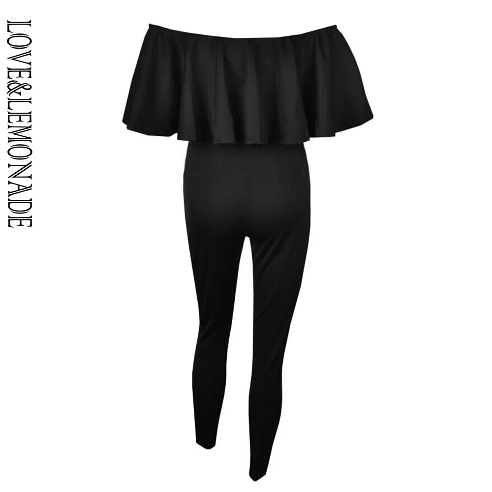 Облегающий комбинезон LOVE &amp LEMONADE TB 8632 с треугольным вырезом и оборками | Женская