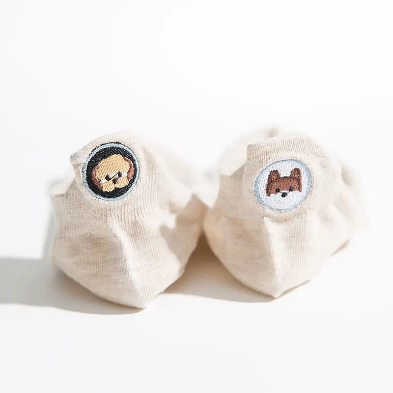 Women Socks 5 Pairs Set Casual High Quality Harajuku Short Tubes Socks Korean Kawaii Cartoon Dog Embroidery Ankle Funny Socks
