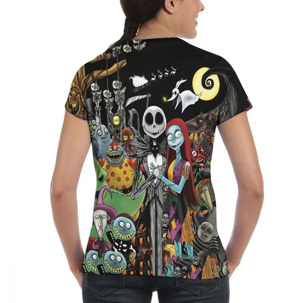 

Jack Skellington Women's Short Sleeve T-shirt Polyester Feels Soft And Comfortable Micro Elastic For Ofice Gym
