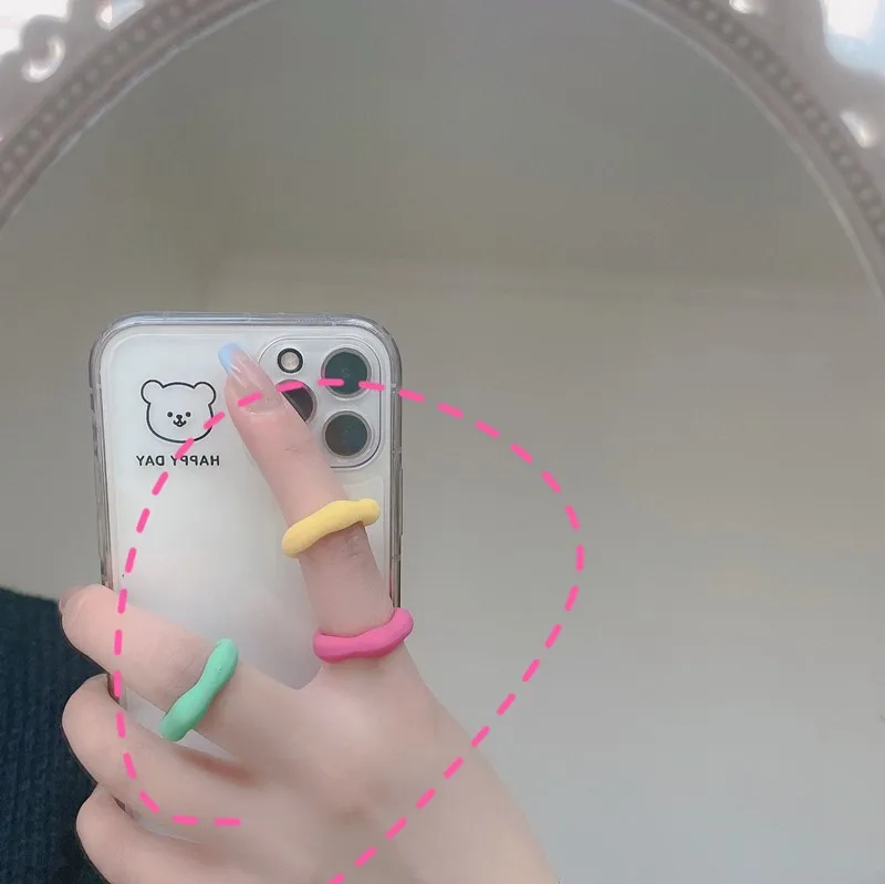 FFLACELL 2021 модные красочные кольца в форме сердца из смолы для женщин Корея Весенние