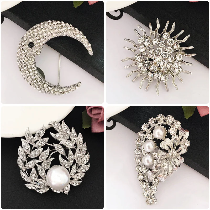 Модные Броши Стразы с жемчугом Свадебная вечеринка Повседневная офисная брошь