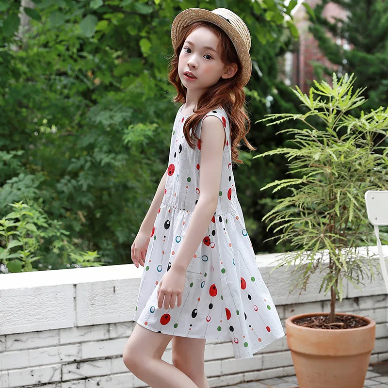 New Baby Princess Dress Dot Kids Dresses for Girls V Back Children Sundress Teen Summer Clothes Girl Clothing #5116 | Детская одежда и