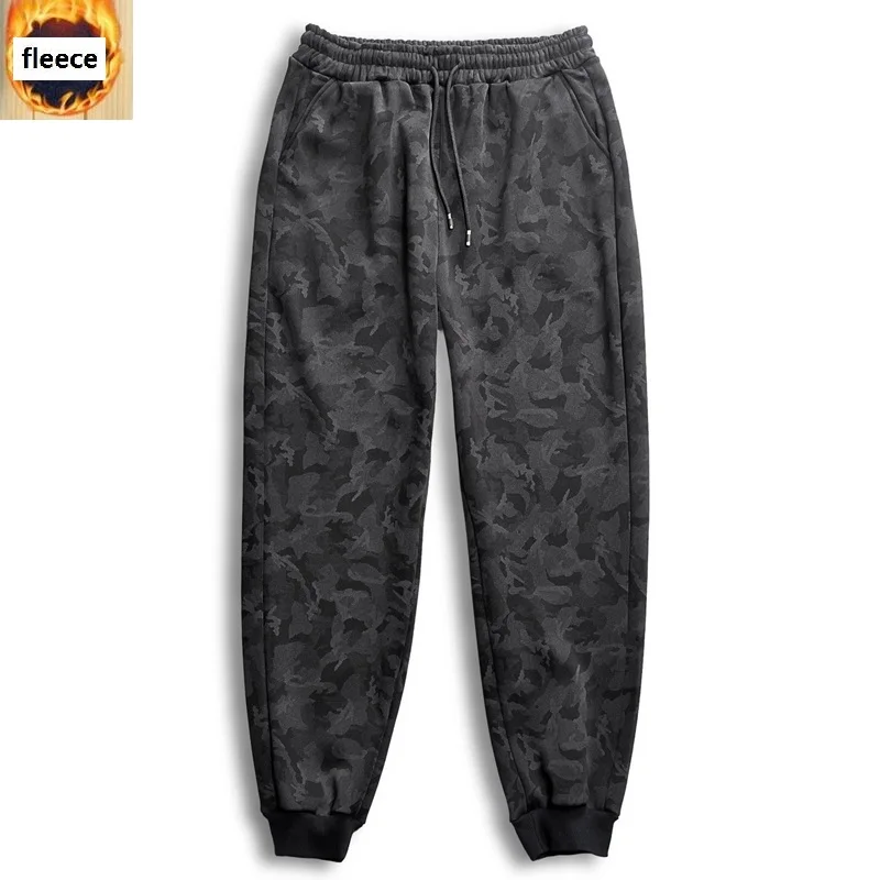 fleece thick Мужские повседневные плотные штаны, камуфляжная спортивная одежда из флиса, большие размеры 5XL 7XL 8XL, модные Стрейчевые штаны, осенние брюки-карандаш, крутые - Цвет: fleece thick