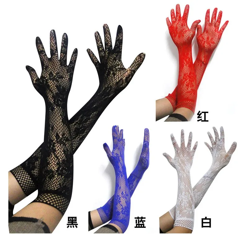 Женские прозрачные кружевные перчатки с цветочным принтом 2 пары эластичные