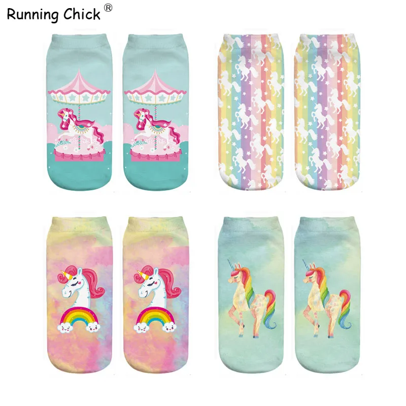 Бег цыпленок карусели принт носки до лодыжки Для женщин оптовая