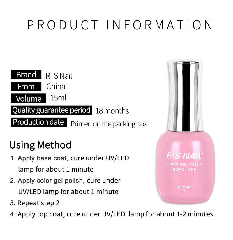 

RS Nail Gel Nail Polish Set 120 Colors Manicure for Nails Semi Permanent Vernis UV LED Gel Varnish Soak Off Nail Art Gel Nail