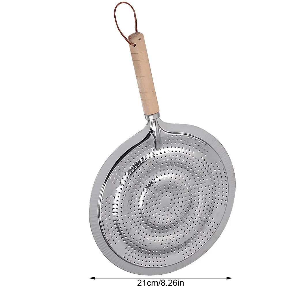 

Round Heat Diffuser with Wooden Handle Coffee Milk Cookware Metal Simmer Ring Kitchen Tool