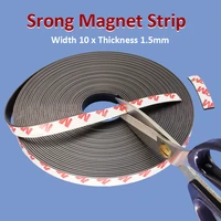 10 x1 5mm strong magnet strip self adhesive flexible magnetic tape rubber magnet tape