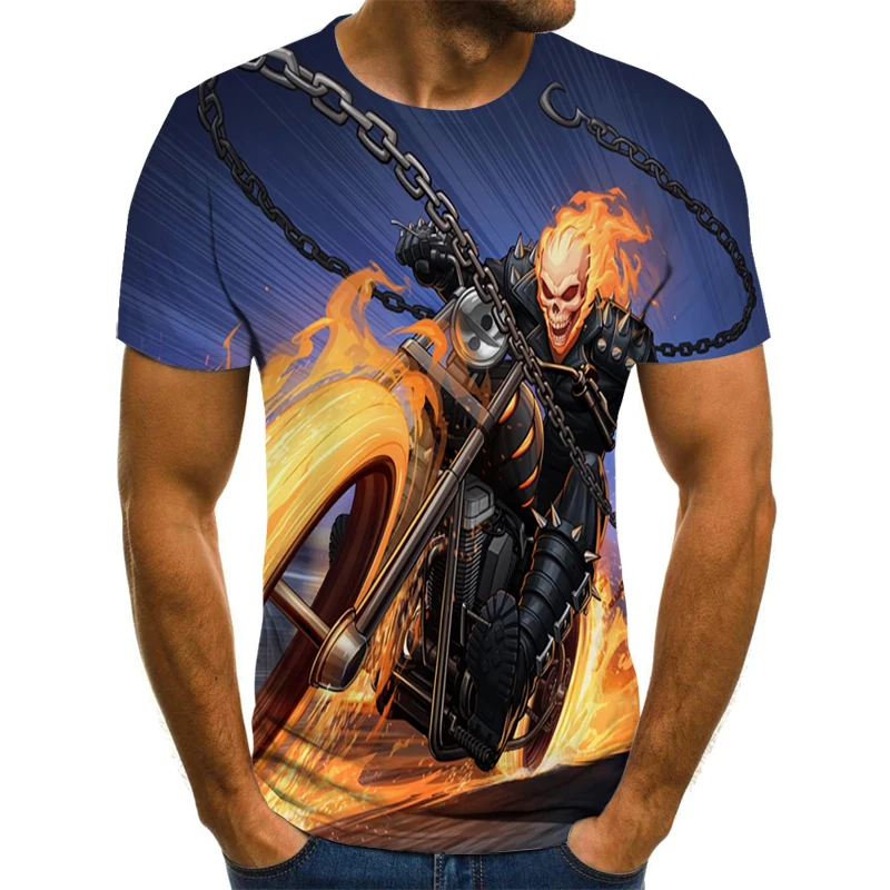 

3D printed T-shirt men's summer short-sleeved knight crew neck top