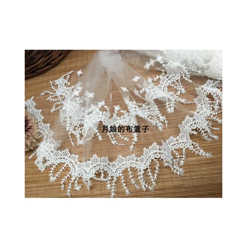 White double-layer tassel three-dimensional flower mesh embroidery clothing lace accessories 30 cm wide | Дом и сад