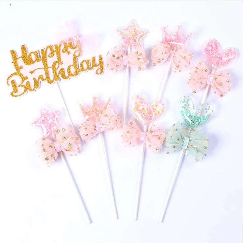 Украшение для торта на день рождения 1 шт. блестящий бант любовь пентаграмма