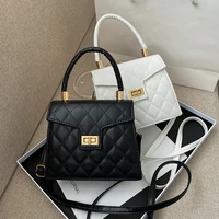 fashion lattice pattern pu leather women shoulder bags elegant totes lady solid color top handle crossbody handbags