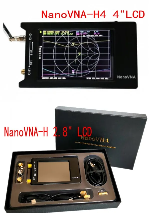 Original Hugen NanoVNA-H4 H 4inch/2.8inch LCD/VNA Vector Network Analyzer  HF VHF UHF Antenna Analyzer + case+ Box + Battery