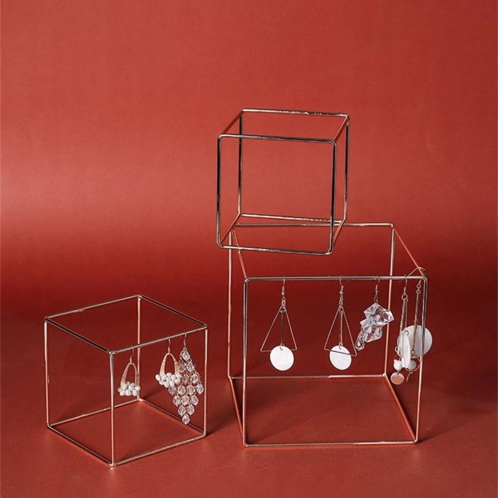 

Gold Jewelry Stainless Steel Bracket Storage Case Holder Rack Exhibition Metal Earring Display Stand