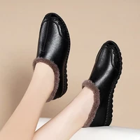 woman winter shoes mother soft bottom non slip elderly cotton shoes womens flat ankle snow boots free shipping