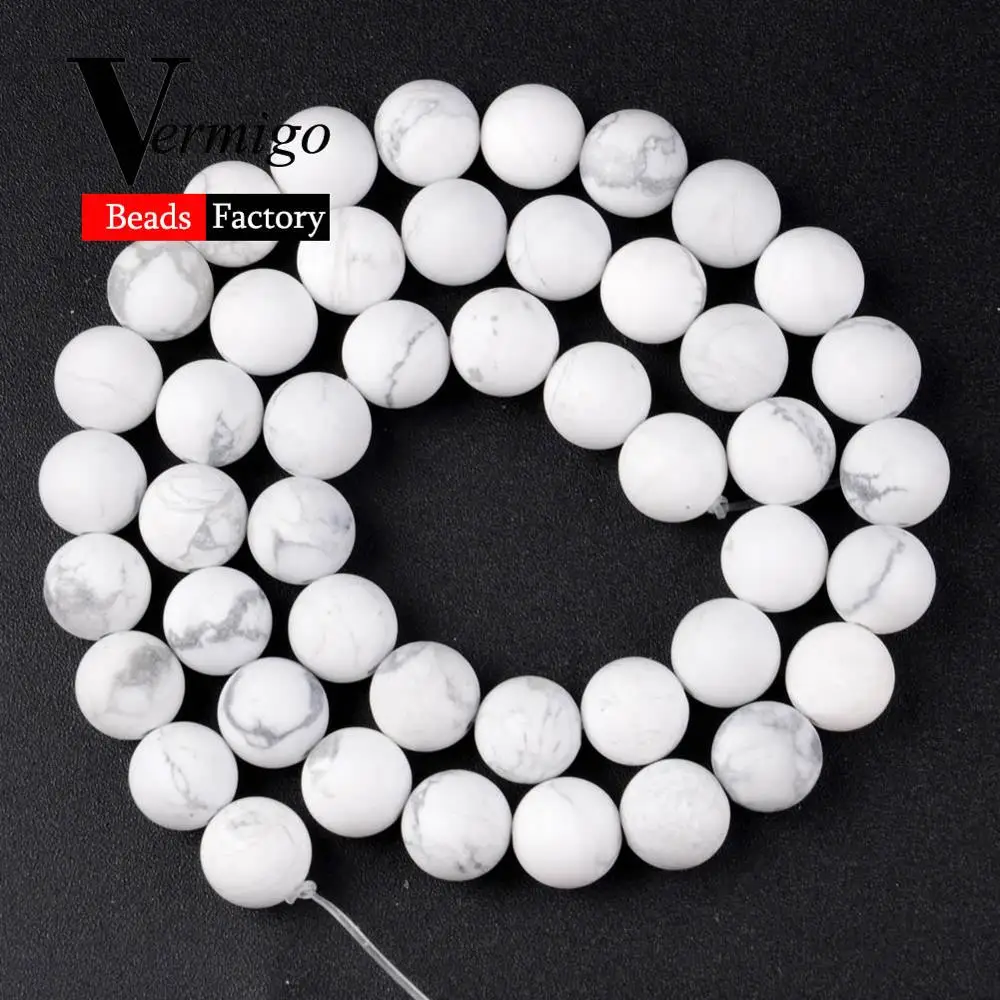 Natural Howlite Натуральный тусклый отполированный Агаты тигровый глаз Нефы круглые каменные бусины для спейсеры для украшений Бусины 4-12 мм Diy ожерелье браслет 15'' - Цвет: Natural Howlite