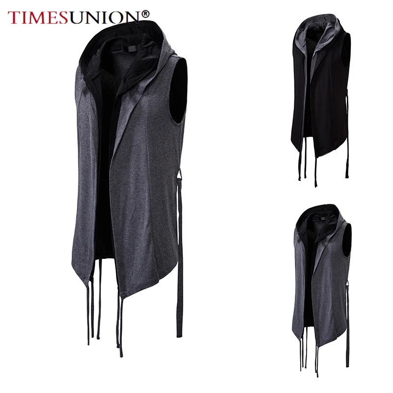 

New 2021 Hip-hop men vests dark sleeveless vest jacket hooded jacket men
