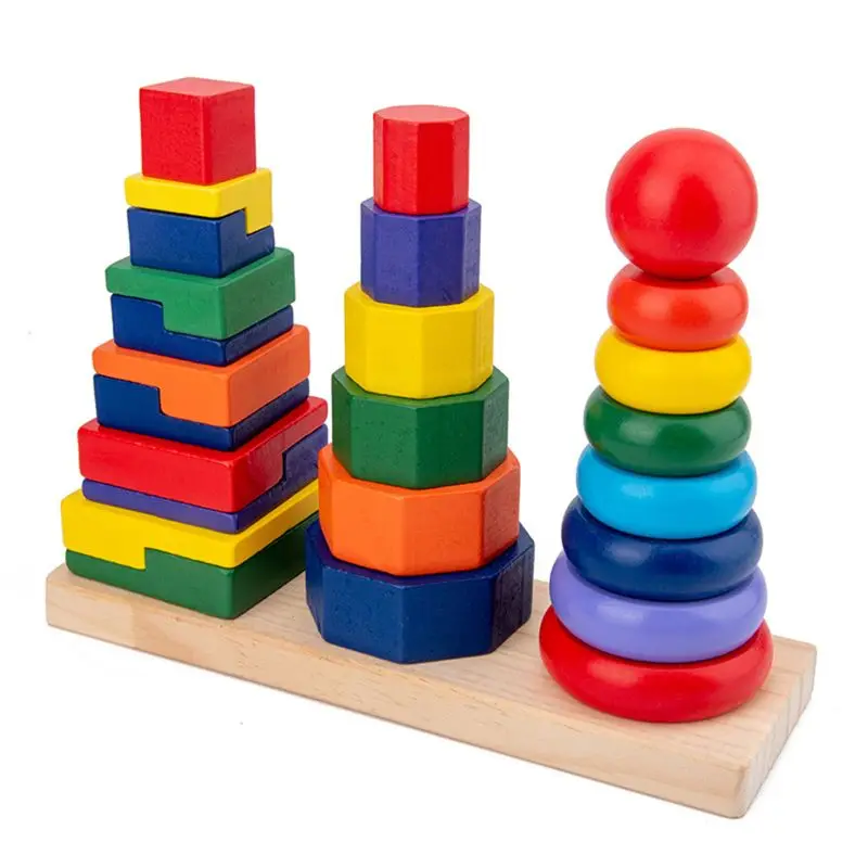 

Baby Stacking Cup Color Rainbow Stacking Ring Tower Toys Early Educational Intelligence Toy Children Birthday Christmas