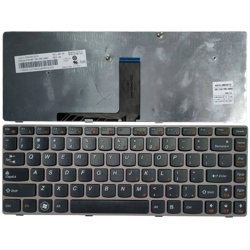 

Новая клавиатура для ноутбука Lenovo Z470, Z475, Z370, Z375, Z470AT, Z470, дизайн США, 32841563158 Серебристая Рамка