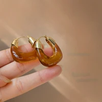 fashion resin earrings for gifts popular design brown green transparent geometric vintage drop earrings jewelry for women 2021