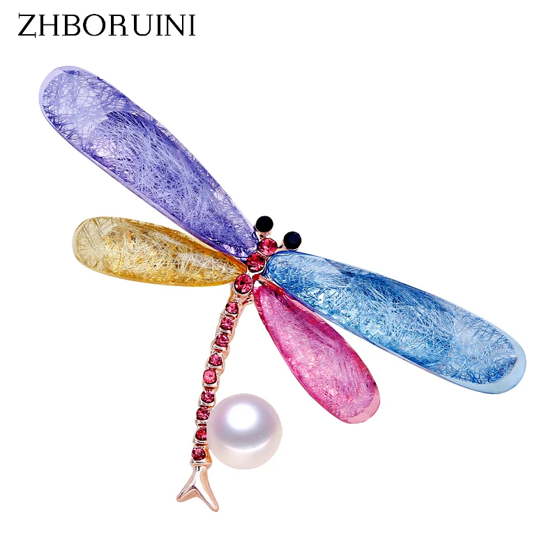Новинка 2019 яркий браслет ZHBORUINI в виде стрекозы с пресноводным жемчугом ювелирные