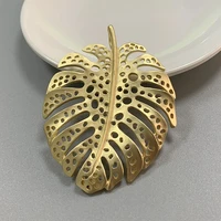 1 piece matt gold large filigree leaf charms pendants for necklace jewelry making accessories 72x55mm