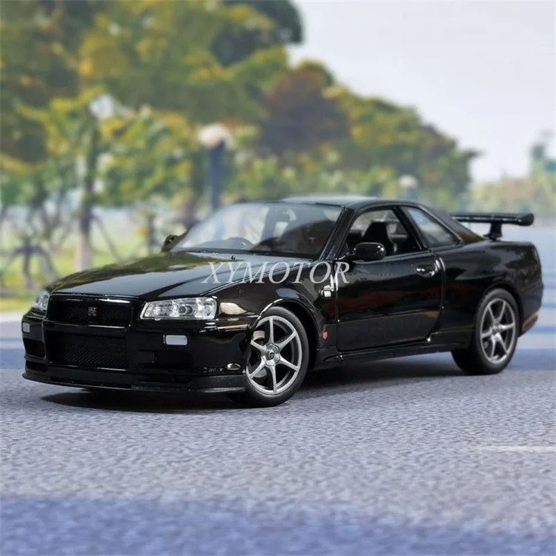 Модель автомобиля Welly 1/24 для Nissan Skyline R34 литая Черная/синяя/красная/белая детская