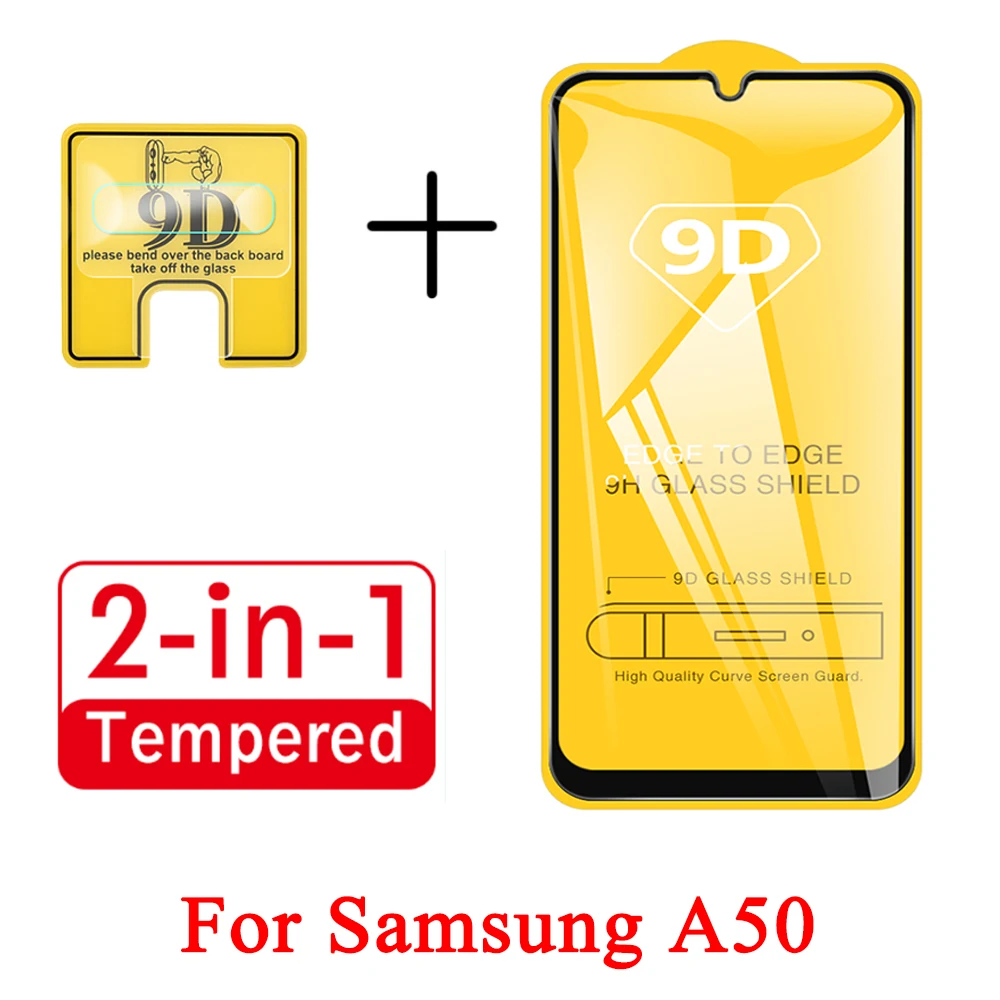 2 в 1 9D полное закаленное стекло для Samsung Galaxy A50 SM A505F A505FN пленка объектива камеры