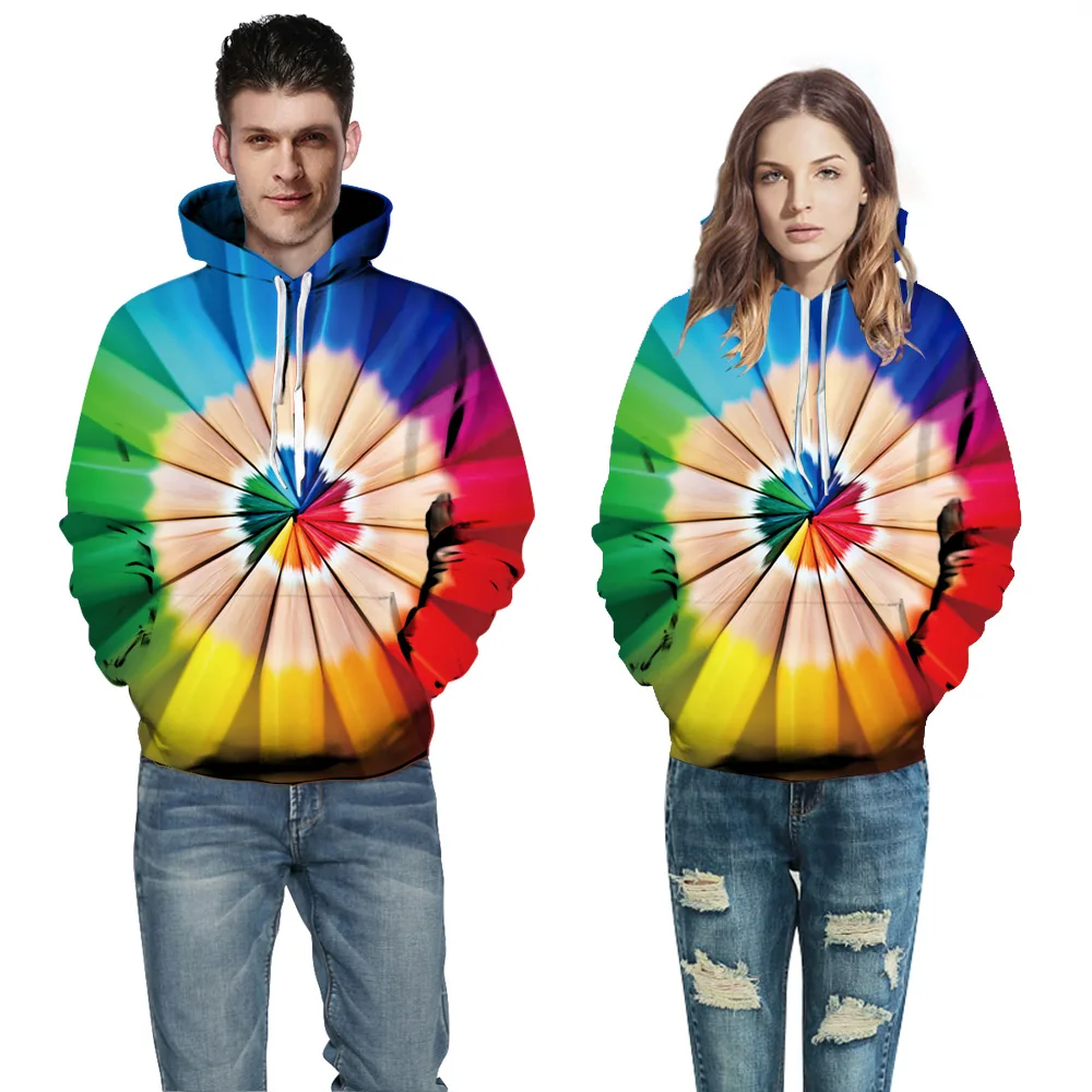 

3d Sweatshirts New Fashion Men/Women Casual Hoodies Digital Printed Gradient Tie Dye Colorful Pencils Hooded Hoody YBQ9003