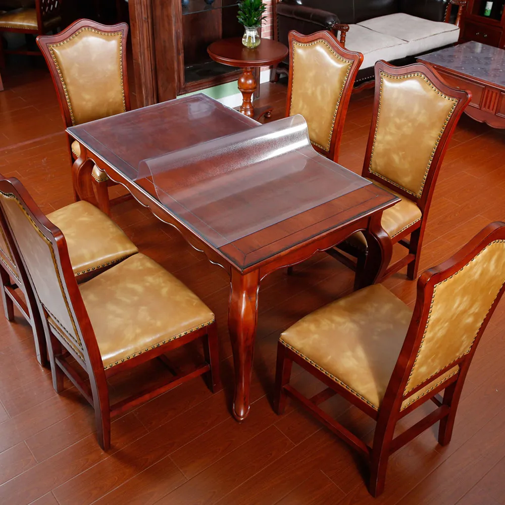 Скатерть из мягкого стекла ПВХ прозрачная прямоугольная скатерть