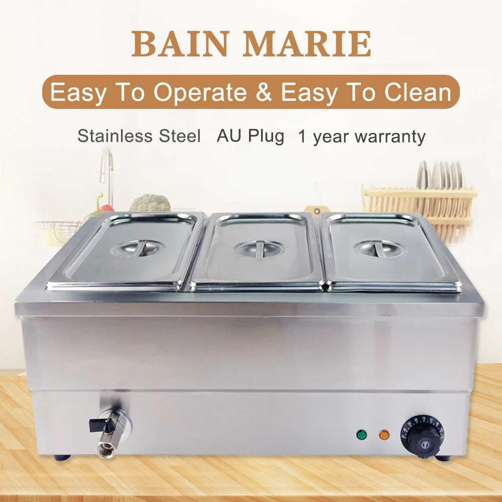 Нержавеющая сталь 3 горшки Bain Marie 3x 1/3 GN Pan коммерческий буфет вечерние глубокая