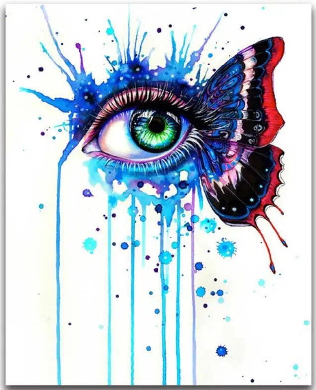 Полностью круглая Алмазная вышивка стразы в виде глаз бабочки цветные для
