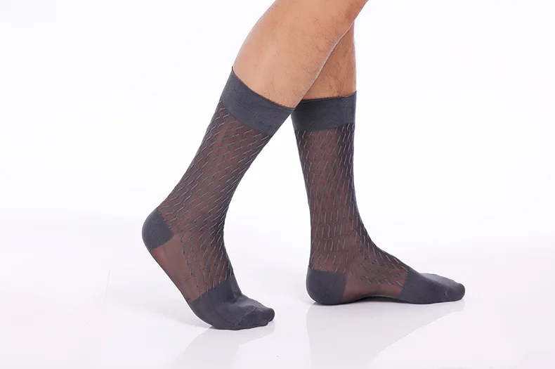 Носки мужские длинные прозрачные мягкие нейлоновые акриловые сетчатые тонкие