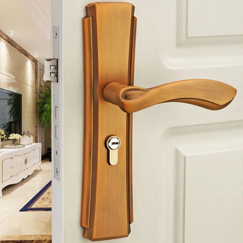 Дверной замок интерьер из цельного дерева для спальни механическая антикварная