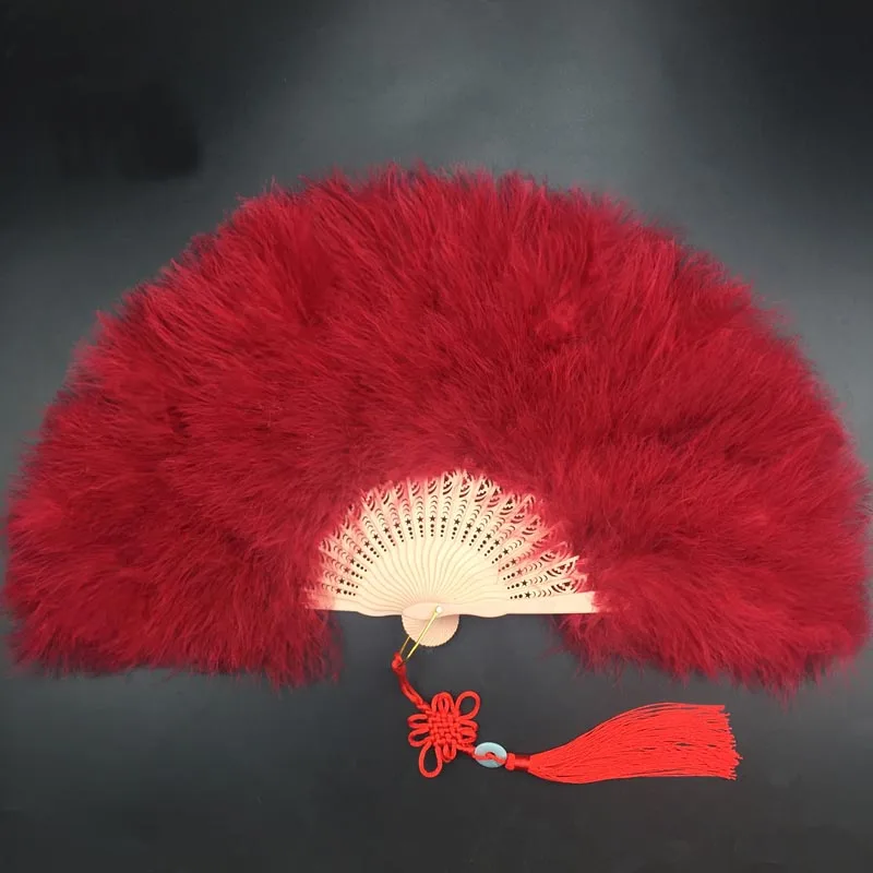 

Vintage Style Folding Handheld Flapper Marabou Feather Hand Fan for Costume Halloween Dancing Party Tea Party Variety Show