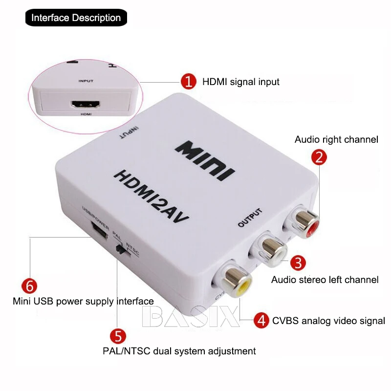 BKSCY HDMI в AV адаптер 1080P видео конвертер HDMI2AV коробка поддержка NTSC PAL выход