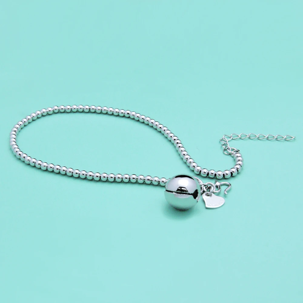 Женский браслет на ногу из серебра 925 пробы с бусинами|925 sterling silver anklets|silver ankletsterling