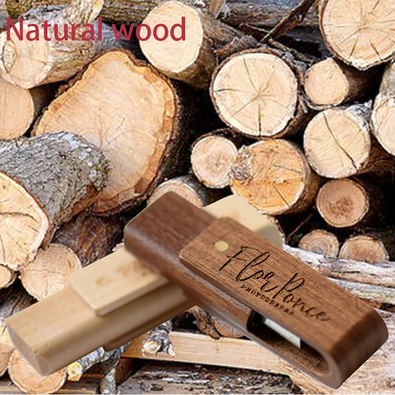 

JASTER customer LOGO wooden rotatable usb flash drive natural wood turn over pendrive 4GB 8GB 16GB 32GB 64gb memory stick
