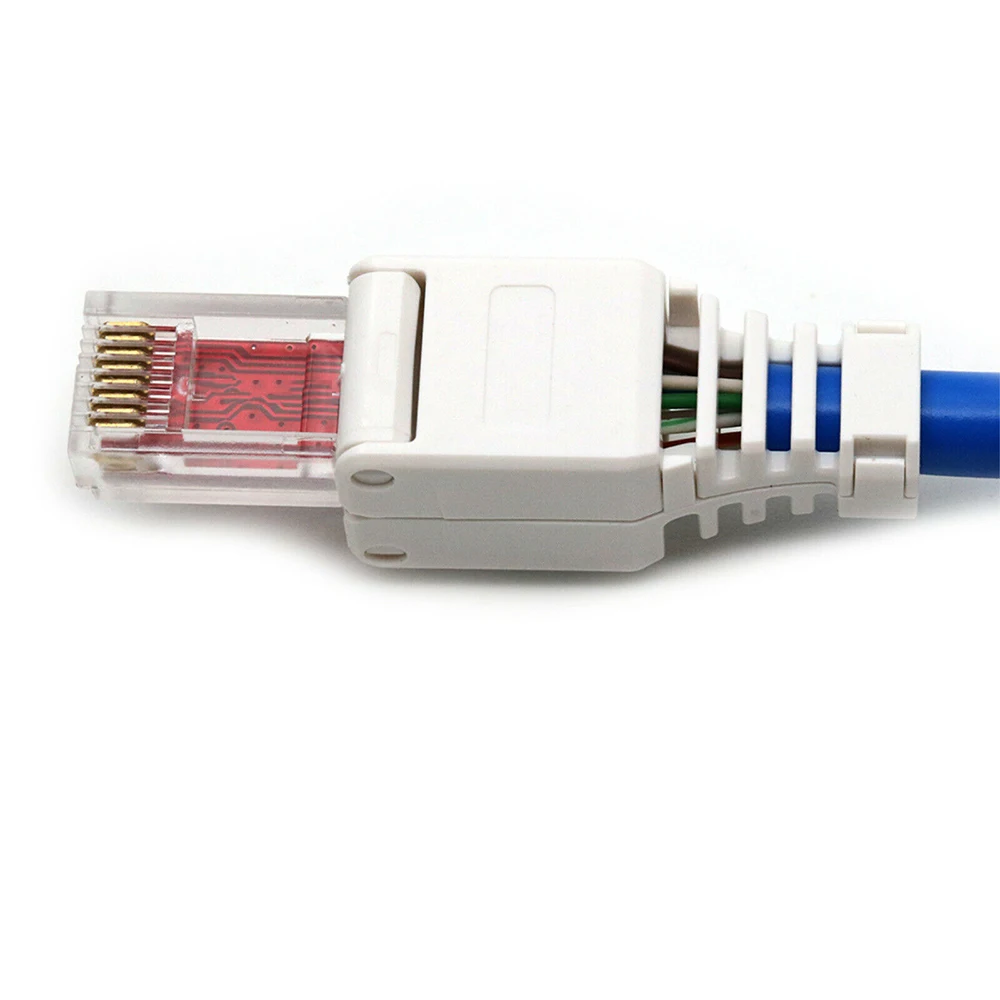 Белый коннектор RJ45 без инструментов обжима коннекторы для кабеля Ethernet