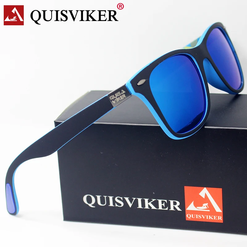 QUISVIKER бренд Новые поляризованные солнцезащитные очки Для мужчин Для женщин лучей UV400 Ретро вождения Квадратные Солнцезащитные очки UV400 в черной оправе