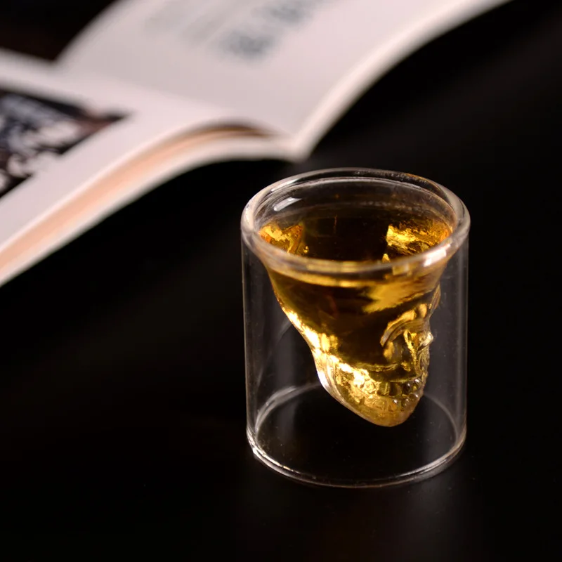 Бесплатная доставка 4 шт./компл. кружка с двойным дном черепом стакан для виски