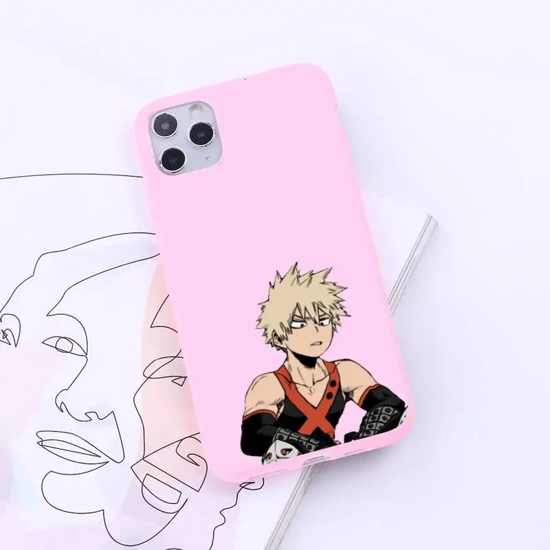

Japan anime my hero academia Phone Case Candy Color for iPhone 6 7 8 11 12 s mini pro X XS XR MAX Plus