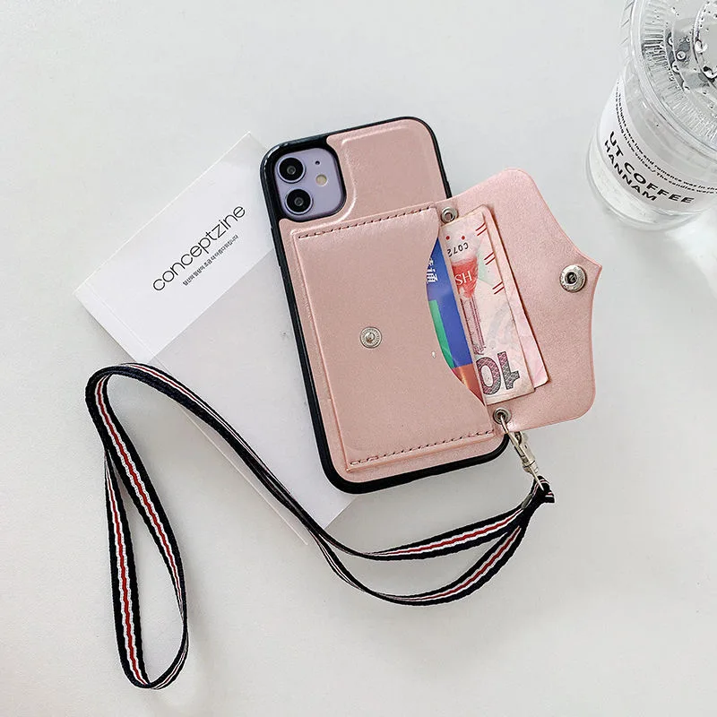 

Suitable foriPhone XRXSMax mobile phone case handbag wallet mobile phone case iPhone11pro card bag leather lanyard retro simple