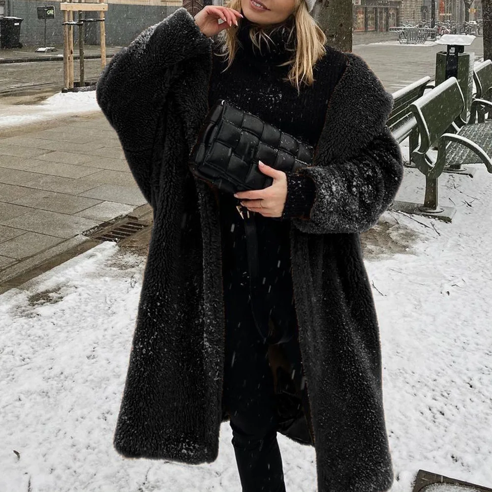 

Women Faux Fur Coat Fashion Long Cashmere Coat Autumn Winter Women's Faux Fur Coat Streetwear Fur Coat Women