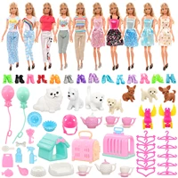 62 items for barbie doll clothes furniture dress shoes dolls accessories pet dogs cats shoes toys for kids birthday gift no doll