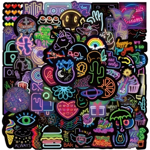 103050100pcs cool neon stickers bicycle phone guitar bumper skateboard backpack jdm graffiti waterproof sticker kids toys free global shipping