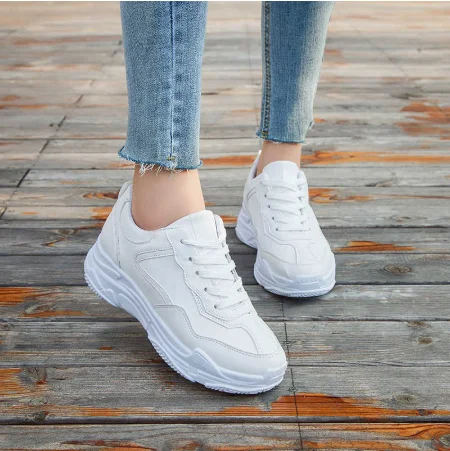 2020 New Spring Fashion Women Casual Shoes Leather Platform Sneakers Ladies White Trainers | Обувь