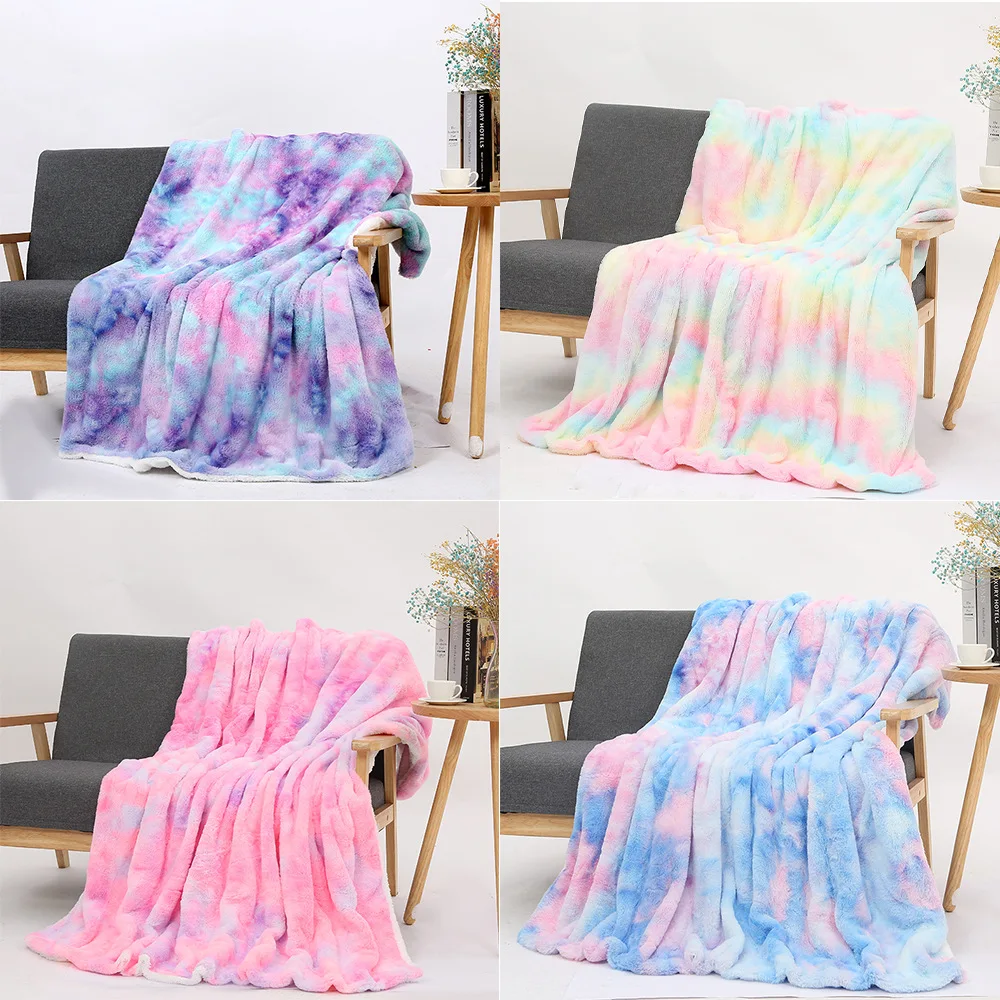 

Faux Fur Throw Blankets Rainbow Soft Fuzzy Fall Throw Blanket for Sofa Floor Couch Bed Living Room Kids Adult Size