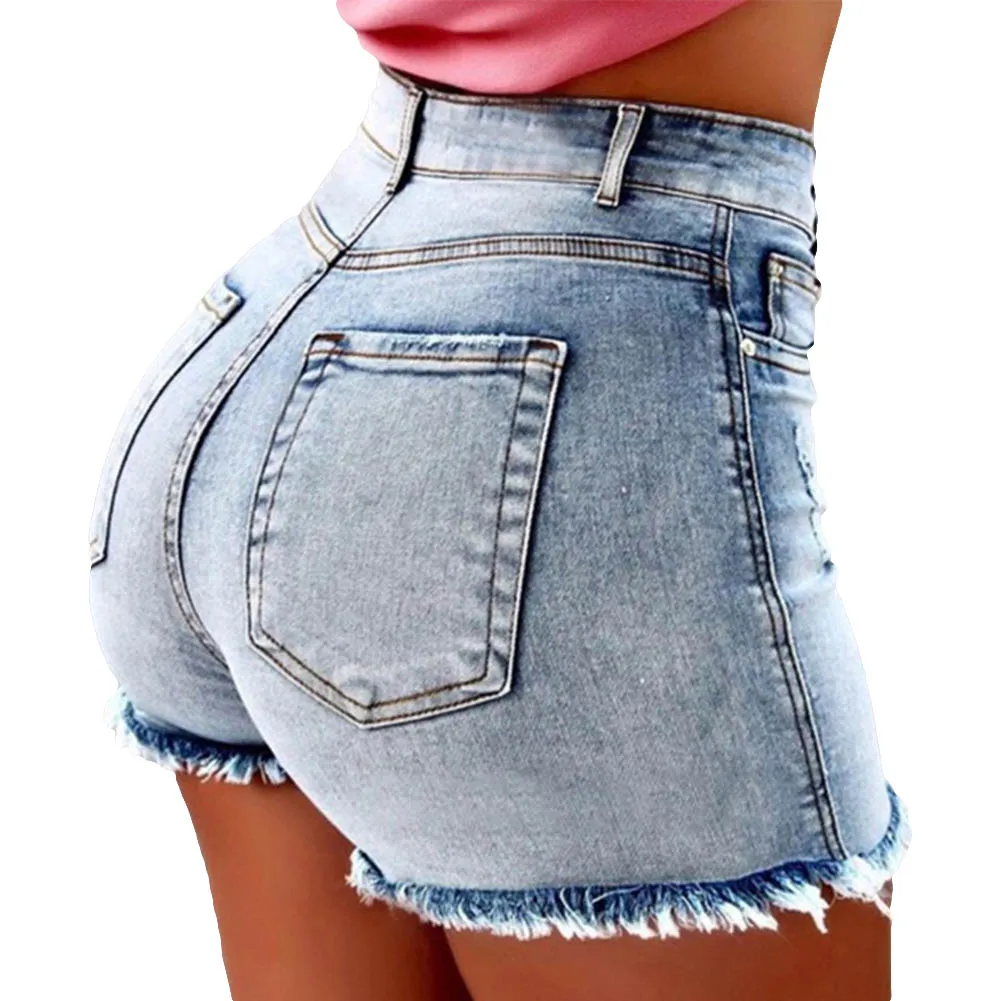 Женские джинсовые шорты стрейч, с бахромой, с высокой талией, 2021 от AliExpress WW