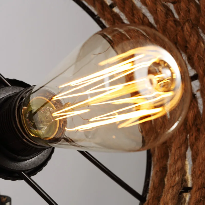 

Retro pendant light restaurant bedroom bar cafe hanging lights corridor lighting fixture hemp rope pendant lamp MJ911